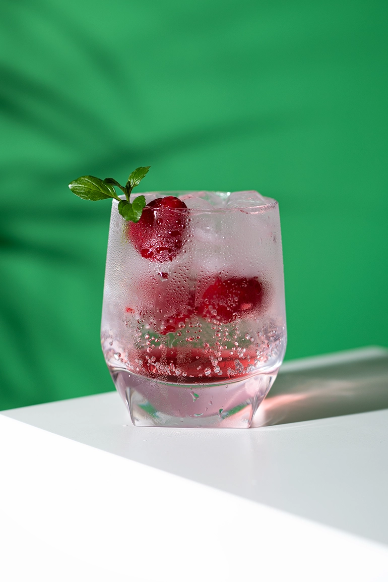 Getränkebild mit Himbeeren