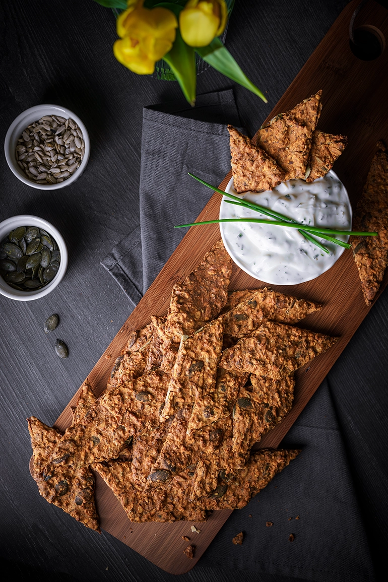 Foodfoto vegane Pizza-Cracker